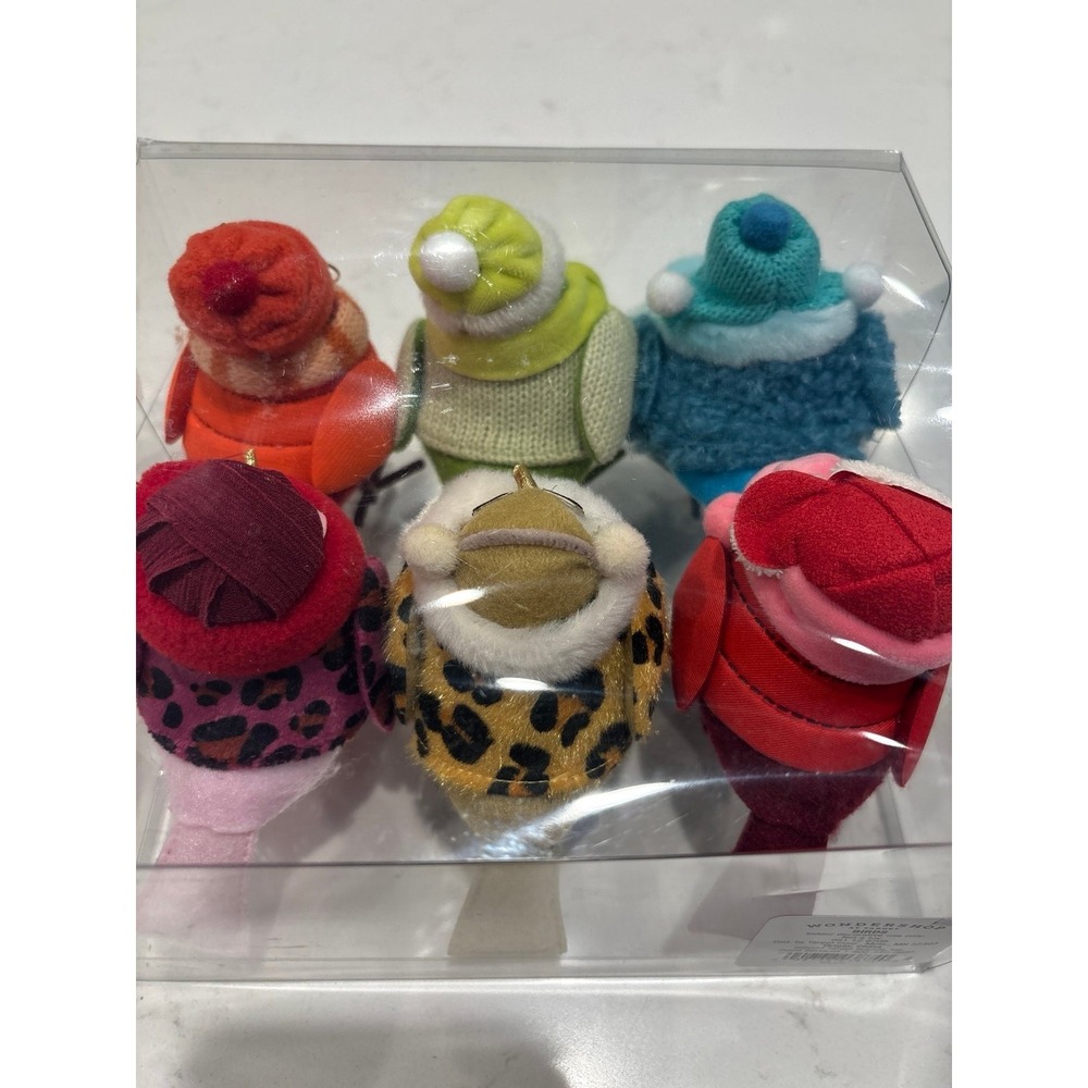 Target Wondershop Christmas Winter Bird Figurines Set of 6 Fabric Bird Decor NEW - Picture 8 of 10